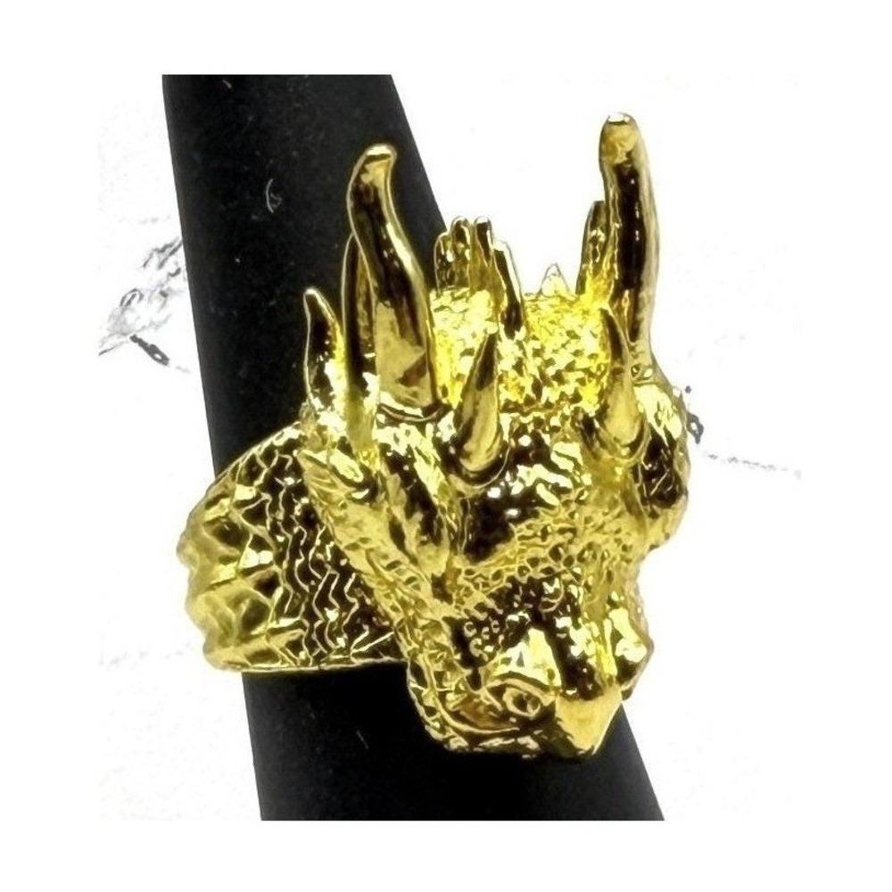 Gold‎ Dragon Head Ring Size 6.5 Fantasy Gothic Statement Ring